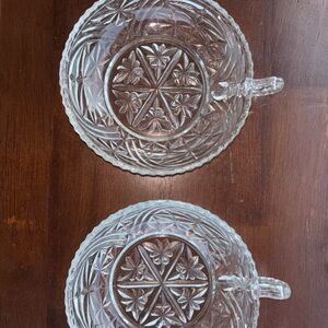 Vintage hocking Stars & Bars Nappy Dish with handle set of 2
